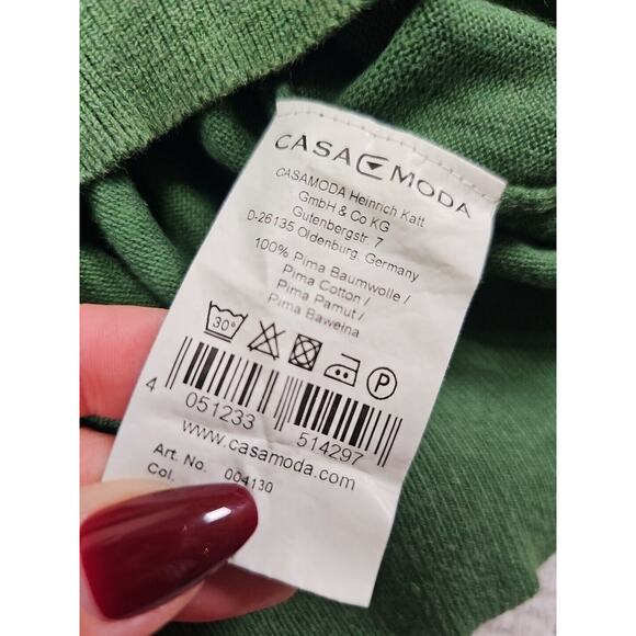 Casa Moda Sweater Mens XL Green Vneck Pima Cotton - Picture 5 of 7